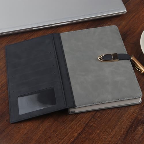 Image of Zesto A5 Notebook Classic Pro | 14.8 x 21 CM | 100 GSM | PU Leather Cover | 200 Natural Shade Ruled Pages | Journal for Writing, Office Diary, Gift for Father, Brother, Teacher | 1032 - Black