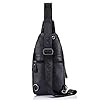 Hebetag Leather Sling Bag Backpack for Men Women Crossbody Shoulder Chest Day Pack Backpacks Daypacks Outdoor Travel, Black #3