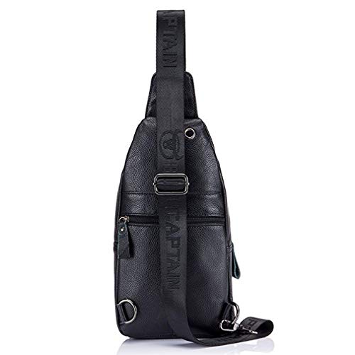 Hebetag Leather Sling Bag Crossbody Backpack for Men Women Casual Shoulder Chest Bags Day Pack Daypack Pouch Pocket Black4