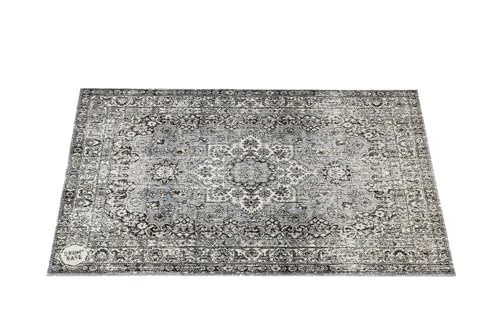 DRUMnBASE Vintage Persian Style Stage Rug, Non Slip Waterproof Rug for Stage or Studio Use to Reduce Vibrations, Gray, 4.26 FT X 3 FT