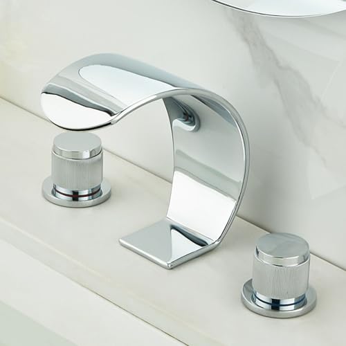 Robinet de lavabo double levier avec jet cascade et vannes céramiques