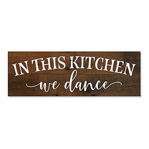 Chico Creek Signs in This Kitchen, we Dance Farmhouse Rustic Looking Home Decor Wood Sign Gift (6" x 18" Wood Sign (Dark)) Cover