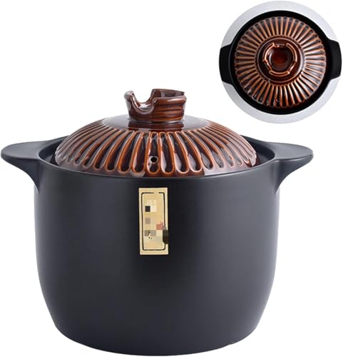 Home Olla de cerámica con tapa y asa, cacerola de cerámica para sopa, L - Ideal para el hogar y la cocina del restaurante