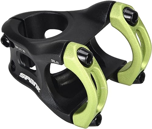 SPANK Split Enduro Trail Shotpeen Anodized Bicycle Stem (48mm), Universal Fit, Cycling Stem, Mountain Bike Stem, Bar Clamp, Shotpeen Anodized Stem, CNC-optimised (Green)