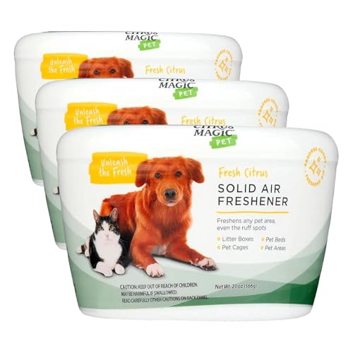 Image of Citrus Magic Pet Solid Air Freshener, Pet Odor Eliminator for Home, Odor Absorber for Dog & Cat Areas and Litter Boxes, Fresh Citrus, 20 Ounces (Pack of 6)