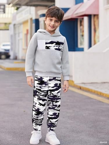 Image of 2-6T Toddler Baby Boy Clothes Long Sleeve Hooded Pullover Colorblock Sweatshirt + Pants 2pcs Fall Winter Outfit Set