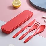 Portable Cutlery Set with Case, Reusable Plastic Knife Fork Spoon Tableware - Image 7