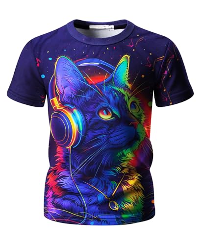 Weecreeture Kids Neon Graphic T-Shirt – Fun 3D Printed Short Sleeve Tees for Boys and Girls Ages 4-16