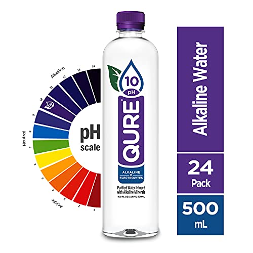 Qure Water, Premium 10 Ph Ionized Alkaline Bottled Water, Silky Smooth Taste Infused With Electrolytes, 16.9 Fl Oz (500 Ml) Pack Of 24 #TOP1