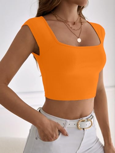 Image of Aahwan Women's Polyester Fitted Royal Solid Square Neck Rib-Knit Form Tee Top (KV-294)