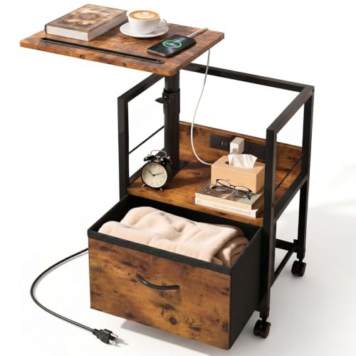 Faesun Swivel Lift Top Nightstand
