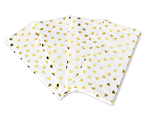 Papyrus Gold Foil Hearts Valentines Day Tissue Paper (4-Sheets)