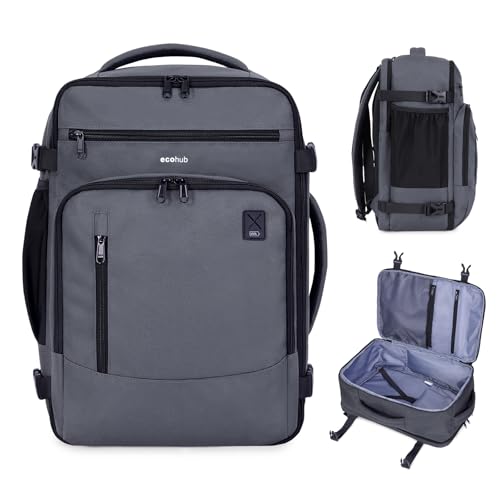 Image of ECOHUB Travel Backpack Airline Approved Under Seat Personal Item Bag | Carry on Backpack Water Resistant Fit 15.6 inch Laptop AirTag Pocket, Lightweight Casual Daypack for Women Men with USB Port