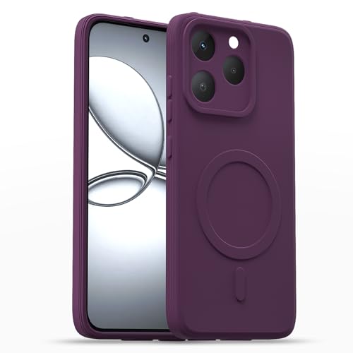 Image of Outlouders Back Cover for Realme 15T 5G / Realme Narzo 90 5G Soft Matte Silicone Cover with Slim Fit | Mag-Safe Logo (Not Mag-Safe Compatible) | Shockproof | Camera Protection Bumper Case (Purple)