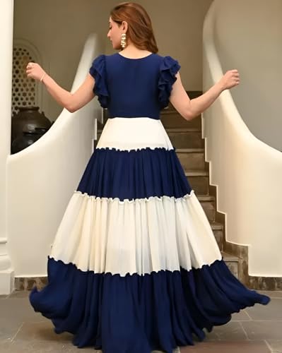 Image of Women's Rayon Solid Ankle Length Anarakli Gown for Women