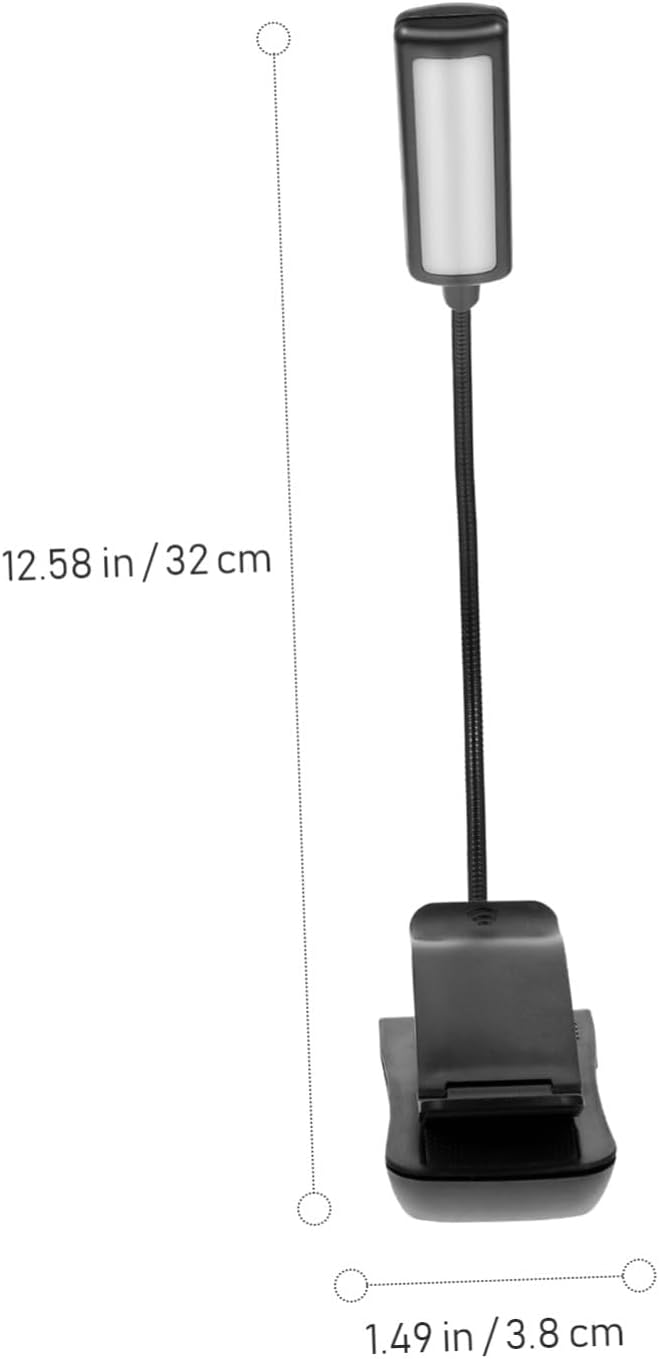 Rechargeable LED Reading Book Light Clip, 2pcs Black Music Score Lamp for Piano and Desk, Portable Eye-Care Table Lamp for Study and Night Reading