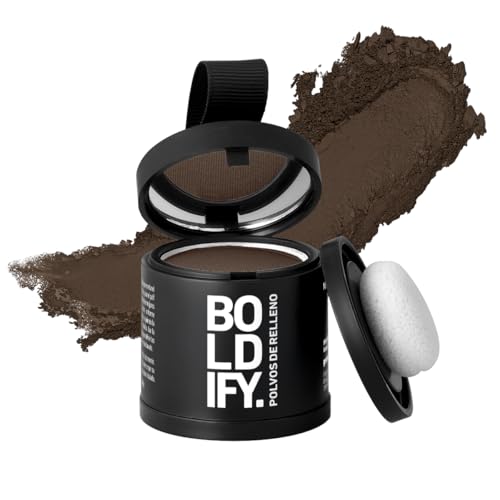 BOLDIFY Retocador de raíces en polvo – Cubre Canas Mujer y Hombre 24 Horas – Maquillaje Capilar Resistente al agua, No Mancha 10g (Castaño medio)