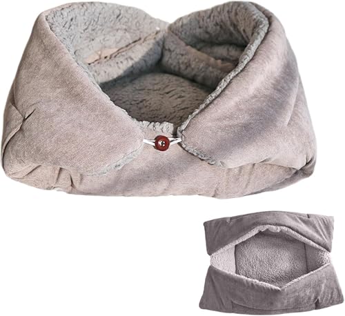 猫用ペットベッド,大型猫用ベッド - 大型猫用ベッド2-in-1 寝袋小型犬用ベッド,暖かいハウス、猫ブランケット、洗える猫ソファベッド、小型中型猫と犬のための睡眠隠れ家
