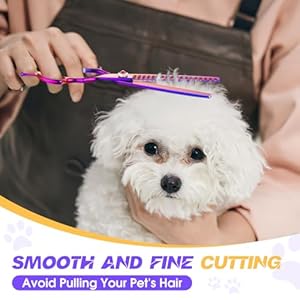 JASON Dog Scissors for Grooming – 7.5″ Chunker Scissors for Dog Grooming, Japanese 440C Stainless Steel Chunking Shears with Diamond Adjustable Screw (18 Teeth, Purple)