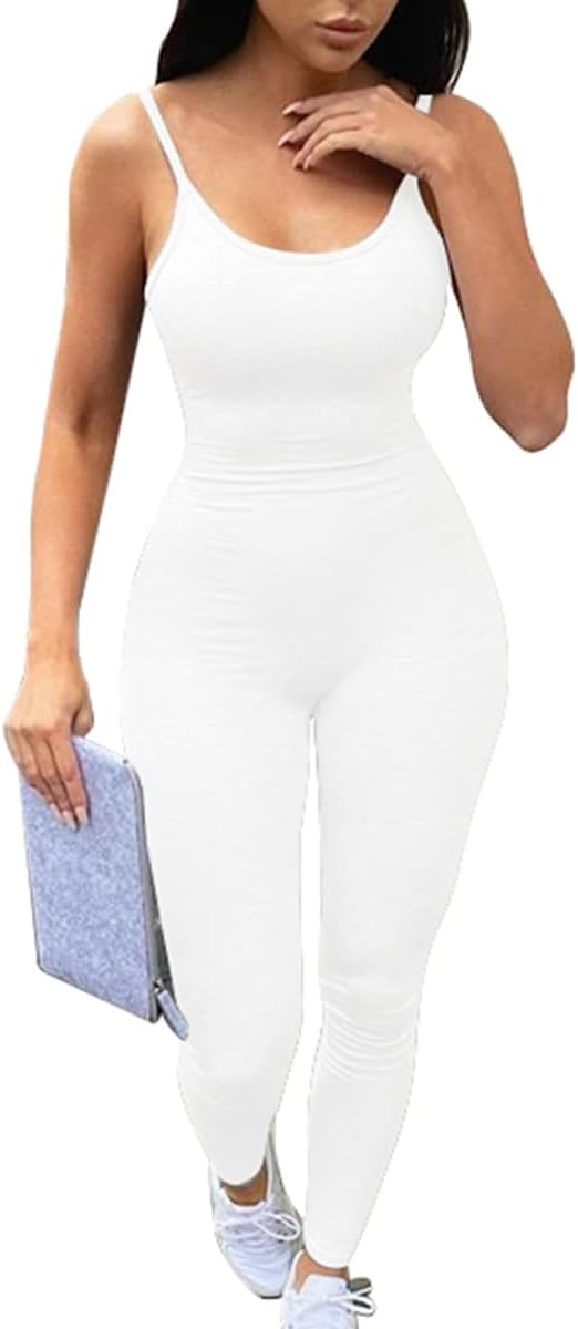 Women’s Sleeveless Spaghetti Strap Bodycon Tank One Piece Jumpsuits Rompers Playsuit