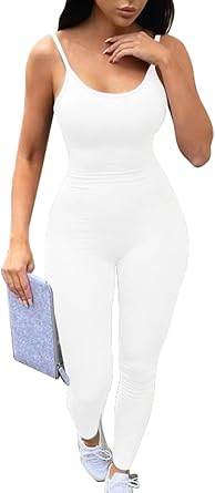 Womens Sleeveless Spaghetti Strap Bodycon Tank One Piece Jumpsuits Rompers Playsuit