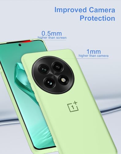 Image of MOBILOVE Back Cover Case for OnePlus 13 5G | Pure Liquid Soft Matte Silicone Case with Logo and Comes with Camera and Screen Protection Back Cover for OnePlus 13 5G (Mint Green)