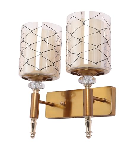 Image of ELAINTE Premium Wall Light | | Elegant Glass Wall Lamp for Living Room & Hallway | 3 Years Warranty | Free Bulb (Lunara-Double)