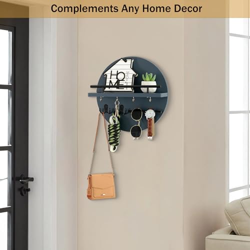 dreampossible Key Holder for Wall Decorative with Shelf and Hooks, Mail Organizer Wall Mount with Sunglasses Holder, Circular Design Entryway Key Rack Hanger, Rustic Home Decor by dreampossible - Image 3
