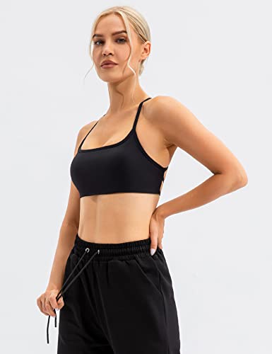 Padded Sports Bra For Women Comfort Strappy Workout Tops Sexy Criss Cross Backless Yoga Shirts Open Back Athletic Tops Black S #TOP2