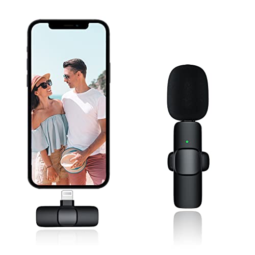 Wireless Lavalier Microphone for iPhone iPad,Plug&Play Wireless Noise Mic Lapel Clip-on Mic for YouTube Facebook Live Stream TikTok Vlog Zoom Video Recording - No APP & Bluetooth Needed/Auto Sync