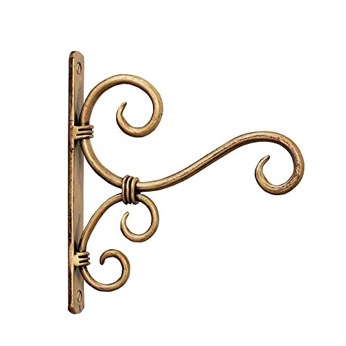 Image of Wall Hanging Brackets - Pack of 5 Golden Metal Plant Hanger Hooks for Bird Feeders, Planters, Wind Chimes & Lights | Indoor & Outdoor Balcony Decor (6 x 1 x 7 in)
