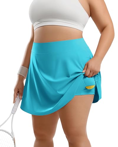 Image of Women's Tennis Skorts with 2 Pockets Plus Size Golf Skirts High Waisted Pleated Athletic Skirt for Pickleball Running