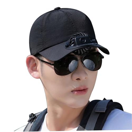 Gombado con ventilador para hombres Gorra de béisbol de enfriamiento de los hombres con ventilador de sombrero de ventilador de carga incorporado para pescar, caminar, golf (negro), sombrero de enfri