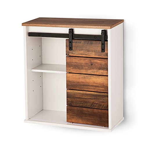Landia Home Wall Mounted Bathroom Cabinet for Storage, Modern Farmhouse Style with Sliding Barn Door Landia Home Wall Mounted Bathroom Cabinet for Storage, Modern Farmhouse Style with Sliding Barn Door