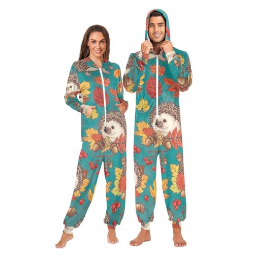Pijama de una pieza de erizos verde azulado disfraz suave unisex 4