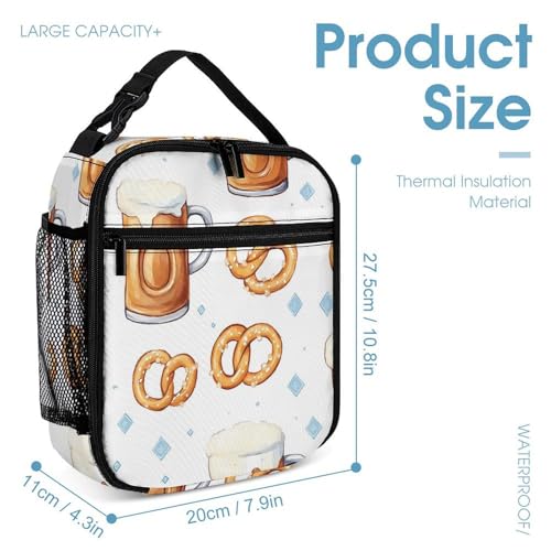 Mugs And Pretzels Backpack Shoulder Bags Lunch Bag Pencil Case Box 3 Set Daypack Cute4