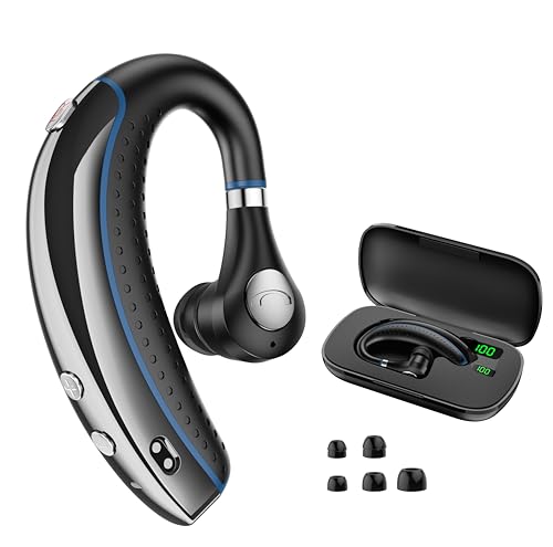Bluetooth Headset, Bluetooth Earpiece with Noise Canceling Microphone, 0.53oz Ultralight V5.3 Wireless Headset with Charging Case Mute Button 56H Playtime Multi point for Work Cell Phone Driver Office
