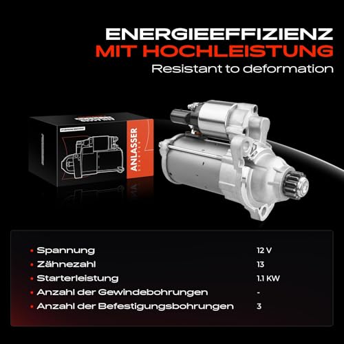 Démarreur 1.1 kW compatible avec A3 8V Q3 Golf 7 Leon | Ref 02M910