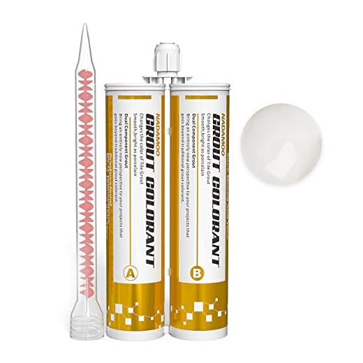 NADAMOO Epoxy Grout Bright Porcelain White, Dual Tubes Waterproof Tile Grout 19oz 400ml, Restore Tile Grout Line for Shower Bathroom Wet Room Kitchen, Caulk Gun NOT Included
