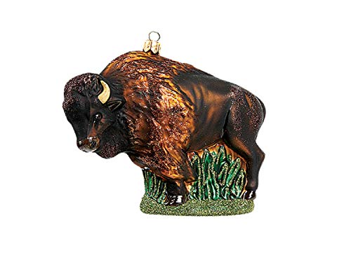Pinnacle Systems American Bison Buffalo Polish Blown Glass Christmas Ornament Tree Decoration