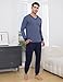 Bresdk Schlafanzug Herren Lang Winter Pyjama Set Männer Warm Nachtwäsche Hellblau M
