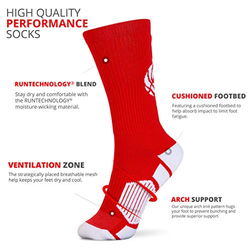 Image of ChalkTalkSPORTS Basketball Socks - Cushioned Mid-Calf Crew - Youth & Adult | Moisture-Wicking Performance Blend, Athletic Basketball Gear, Stay-Up Technology, Arch Support, Breathable, Boys and Men