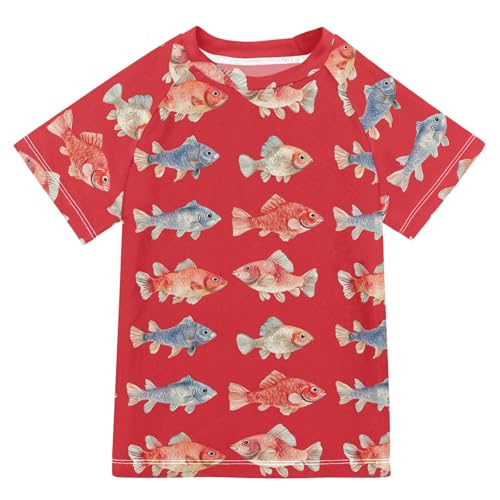 Short Sleeve Rash Guard Bathing Suit Girls Girls Rashguard Swimsuit Rash Guard Swimsuit 5-6T Cute Tilapia Fishes