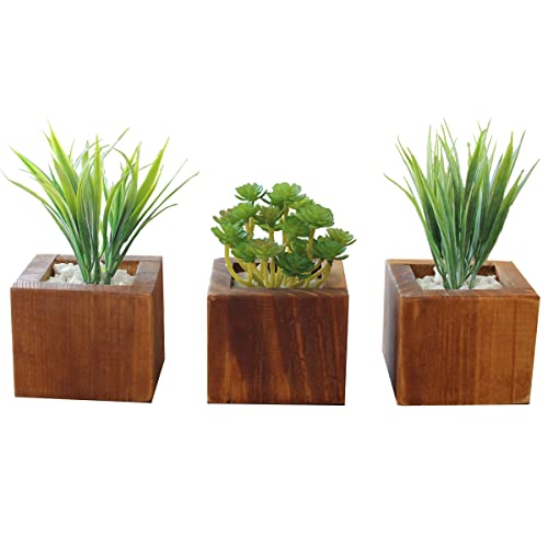 Kit 3 Vasinhos Planta Artificial Decoração Gabinete Banheiro
