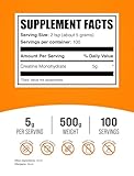BulkSupplements.com Creatine Monohydrate Powder - Micronized Creatine Powder, Unflavored - Pure & Gluten Free, 5g per Serving, 500g (1.1 lbs) (Pack of 1)