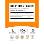 BulkSupplements.com Creatine Monohydrate Powder - Micronized Creatine Powder, Unflavored - Pure & Gluten Free, 5g per Serving, 500g (1.1 lbs) (Pack of 1) - Image 2