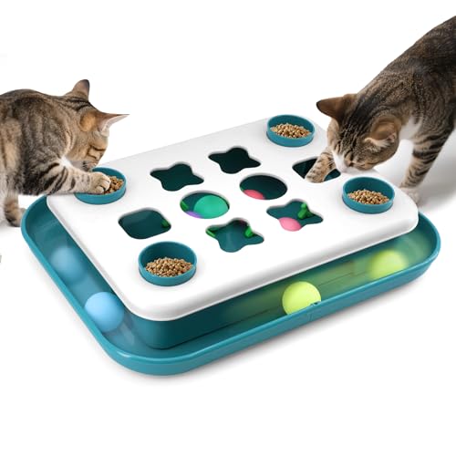 Cat Treat Puzzle Toy - 2 in 1 Interactive Track Ball Toy & Food P...