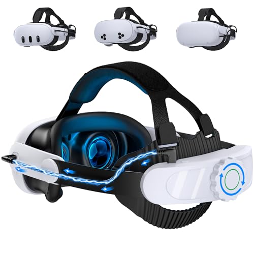 ALEEMTRY Head Strap with 10000mAh Battery for Meta Quest 3S/Quest 2/Quest 3, Adjustable Elite Strap Replacement, VR Helmet Accessories Extend Play Time Reduce Pressure