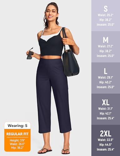 Image of ISEEGZ 15 inch / 18 inch / 21 inch / 25 inch Capri Pants for Women High Waist with Pockets Women's Capris Workout Yoga Pants Loose Straight Leg