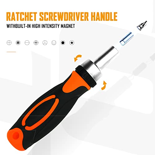 Ratcheting Screwdriver Set Toolmak Screwdriver 42 In 1 Ratchet Wrench Set, With Rotatable Ratchet Handles ＆ Storage Case, Household Repair Tool Kits For Bike #TOP2